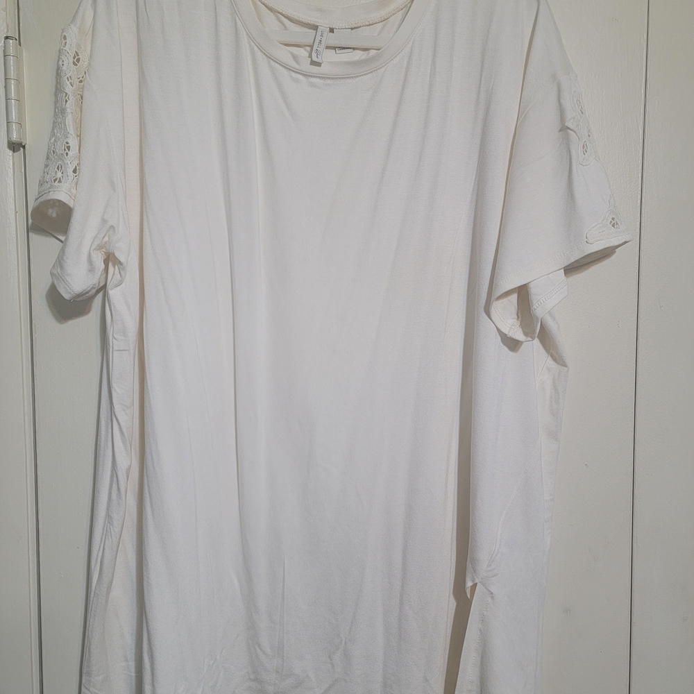 White Lace Sleeve T-Shirt